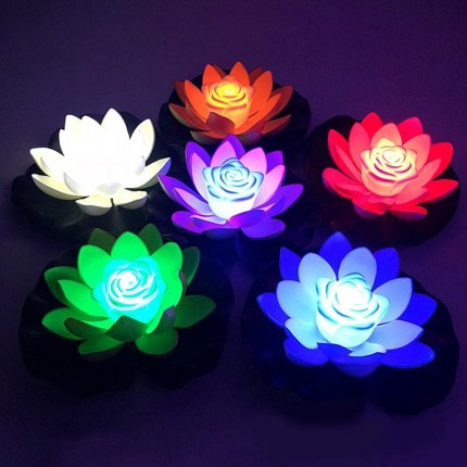 6 Stück Pool Lotus LED-Licht LED Schwimmende Lichter IP68 Wasserdichte Lotus Flower LED Wunschlicht Lotus Pond Lichter Teichbeleuchtung für Pool Garden - BXXPIH5K