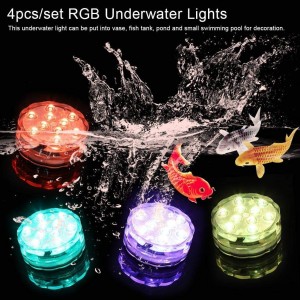 Unterwasser Licht unterwasserbeleuchtung LED Farbwechsel Unterwasserlicht mit Fernbedienung für Vase Base Party,Weihnachten,Schwimmbad Halloween Weihnachten 4 Stück - BSTML7MV