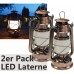ChiliTec LED Camping Laterne 2 Stück Garten-Laterne Retro Design I Dimmbar Batteriebetrieb 4x AA Mignon 23,5cm mit Bügel Licht Warmweiß - BJFFZQ74