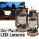 ChiliTec LED Camping Laterne 2 Stück Garten-Laterne Retro Design I Dimmbar Batteriebetrieb 4x AA Mignon 23,5cm mit Bügel Licht Warmweiß - BJFFZQ74