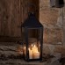 Lights4fun Schwarze Metall Laterne 61,5cm inkl. 3er Set TruGlow® Kerzen mit Timer für Innen & Außen - BZMOY265