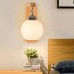 JISHUBO Holzlampe Wandlampe im nordischen Stil kreativer Glaslampenschirm E27-Lichtquelle Wandleuchten eingebettete Wandleuchten Schlafzimmer-Balkon-Studienwand-Wandleuchten - BBKGEDE9