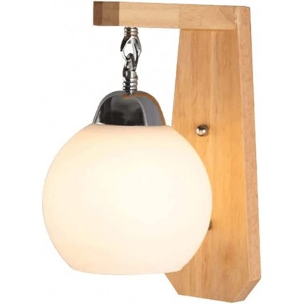 JISHUBO Holzlampe Wandlampe im nordischen Stil kreativer Glaslampenschirm E27-Lichtquelle Wandleuchten eingebettete Wandleuchten Schlafzimmer-Balkon-Studienwand-Wandleuchten - BBKGEDE9