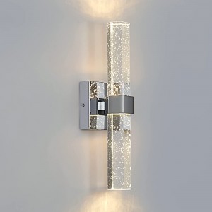 LED Wandleuchte 10W Badezimmer Spiegellampe Linear Chrom 3000K Moderne Innenwandleuchte Zubehör mit Bubble Kristall Lampenschirm Geeignet für Wohnzimmer Flure Treppen. Energieklasse A++ - BUTSQ7J6
