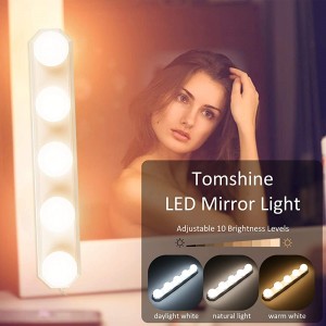 LED Spiegelleuchte mit USB Tomshine 3 Farbmodus Schminklicht für Spiegel 10 Level Dimmbar und IP43 Wasserdichtes Hollywood Make Up Licht 8W - BPSUL7MQ