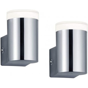 TRIO Beleuchtung LED Badezimmer Wandleuchte 2er Set in Silber Chrom Höhe 8,3cm Spiegelleuchte seitlich - BCJLTEBK