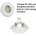 Bad Einbaustrahler IP65 Weiss-Matt für LED und Halogen Leuchtmittel 230Volt GU10 Fassung inklusive Wasserdicht | Sauna Badezimmer Dusche Keller Vordach uvm - BIBQHKED