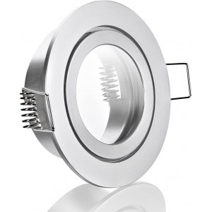 IP44 Aluminuim-Einbaustrahler Alu-gebürstet rund Badezimmer Feuchtraum geeignet nicht schwenkbar Deckenstrahler Deckenlampe Einbaulampe für LED GU10 und LED MR16 sowie LED GU5.3 - BZBMM5NV