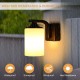 ENCOFT Außen Wandlampe E27 | Vintage Wandleuchte Mit Weiß Matt Glas Lampenschirm | Außenwandleuchte aus Aluguss |Wasserdicht IP65 Schwarz - BHIDG4N9