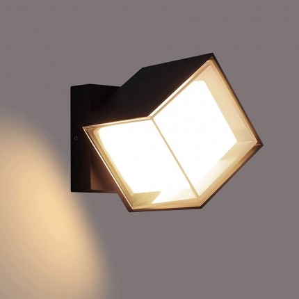 Lightess 12W Außenleuchte LED Wandleuchte Aussen 360 ° Drehung Außenlampe Warmweiss Wand Außenwandleuchte Wandlampe Wasserdicht IP66 Außenbeleuchtung Alu für Außenbreich Outdoor Wall light - BHCMMAE2
