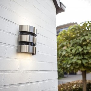 Sensorlampe Aussenleuchte Aussenlampe mit Sensor LED Außenwandleuchte aus mit Bewegungsmelder MAYA IP44 Edelstahl Hauseingang Balkon | 2-flammig - BKCXZEN4