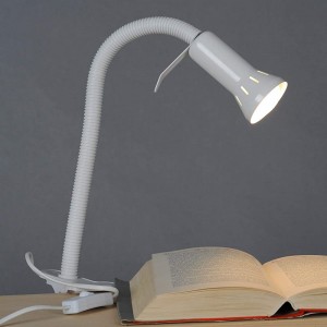 Lightbox dekorative Klemmleuchte praktische Klammerlampe mit Flexarm ideal als Arbeits- oder Leselicht mit Schalter Metall Kunststoff Weiß 52cm Höhe - BOPXCWK3