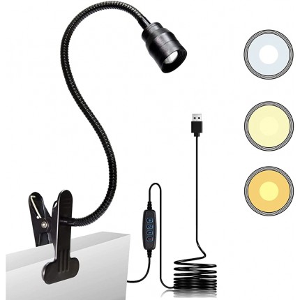 YMCRLUX Zoombare LED-Leselampe Klemmleuchte Dimmbare Klemmlampe für Bett Einstellbarer Abstrahlwinkel 15°-80° 3 Farbtemperaturmodi 10 Dimmstufen - BAHNAV82