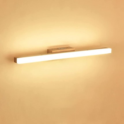 Gorssen LED Spiegelleuchte Badezimmer 9W Spiegellampe Holz LED Wandleuchte 850LM 3000K Warmweiß IP44 Wasserdicht Badlampe Wandlampe Schminklicht Flurwandleuchte Badezimmer beleuchtung - BCAIM1W2