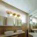 Spiegelleuchte,GORICH Spiegellampe Nordic-Stil schlichte Wandleuchte Spiegellampe Badezimmerlampe aus Holz,Kopf drehbar Geeignete Leuchtmittel E27 54cm dreikopf - BYKSD7N2