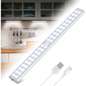 40 Led Schranklicht Led Unterbauleuchte Schrankbeleuchtung mit Bewegungsmelder 4 Modi Magnetstreifen,Wiederaufladbar LED Sensor Licht Nachtlicht Küchenleuchte für Kleiderschrank,Küche,Treppe - BCFOFV7H