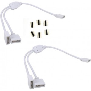 2pcs Pack Weiß 5Pin LED Splitter Kabel Y Splitter Verteiler Kabel LED Stripe Verbinder für Eine zu Zwei SMD 5050 3528 RGBW LED Streifen 30cm - BINPNN92