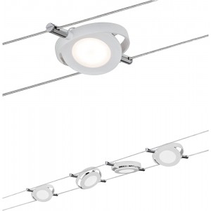Paulmann 94105 Seilsystem RoundMac Set erweiterbar Warmweiß 4x4W LED Weiß matt Seilleuchte Hängeleuchte 5000 x 160 x 24 cm - BSKQF2AA