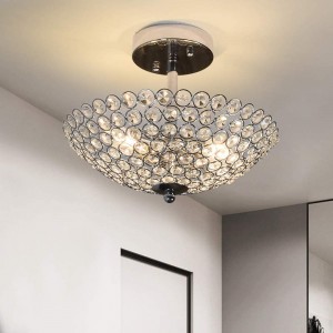 Depuley LED Deckenleuchte Kristall Kronleuchter Kristallbehang Deckenlampe in Modernem Design mit Kunst-Kristallen für Wohnzimmer Schlafzimmer Glühbirne Nicht Enthalten - BEXXRVK1