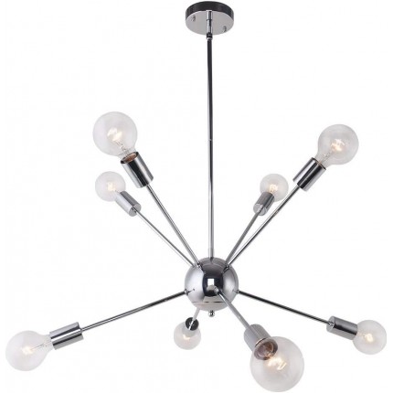 ENCOFT Sputnik Kronleuchter Silber Modern Deckenleuchte Pendelleuchte Hängelampe Chrome Metall mit 8 E27 Lampenfassung für Esszimmer Zimmer Wohnzimmer Küche keine Glühbirnen - BHNVX3WH