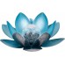 Dehner Solarleuchte Lotus Ø 27.5 cm Höhe 12 cm Metall silber blau - BNKWZ1JJ