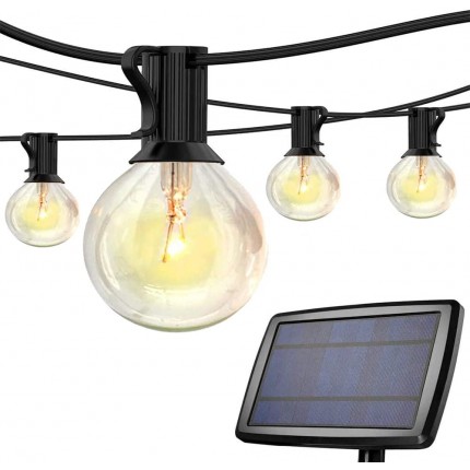 LED-Solar-Lichterkette 25 ft G40 zum Aufhängen von Lichtern AuÃŸen- und Innenleuchten wasserdicht 25 + 2 birnen für Zelte Markt Café Party Dekoration - BXUKG4BD