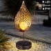 LED Solar Tisch Leuchte Feuer Effekt Garten Deko Tropfen gold Außen Lampe Crackle Glas Flammen - BKBGWMVB