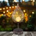 LED Solar Tisch Leuchte Feuer Effekt Garten Deko Tropfen gold Außen Lampe Crackle Glas Flammen - BKBGWMVB