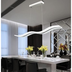 LED Pendelleuchte Dimmbar Moderne Kronleuchter Deckenleuchten Welle LED hängende Leuchte Höhenverstellbar Fernbedienung für Esszimmer Wohnzimmer SchlafzimmeDimmbar mit Fernbedienung 36W Dimmar - BZPCY7BQ