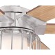 153 cm Deckenventilator Willa von Westinghouse Lighting mit Beleuchtung und Fernbedienung Ausführung in gebürstetem Nickel inkl. dimmbare LED-Leuchte mit Milchglas und käfigförmigem Lampenschirm - BVGQCBDN