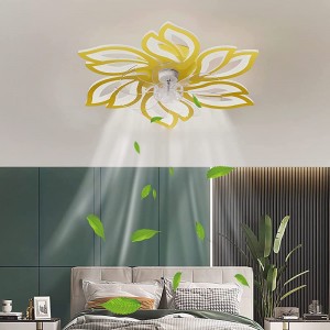 Blumen Deckenventilator mit Beleuchtung Leise Reversibler 6 Geschwindigkeit Timer Deckenventilator Licht mit Fernbedienung LED Dimmbar Ventilator Lampe Erhältlich für Schlafzimmer Küche Gold - BONXM398