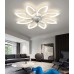 Deckenventilator mit Beleuchtung Leise 90W Modern LED Wohnzimmer Ventilator-Deckenleuchte Dimmbar Weiß 8-Flammig Blütenform Design Lamp mit Fernbedienung Esszimmer Schlafzimmer Fan Licht 90cm - BYELB5KB