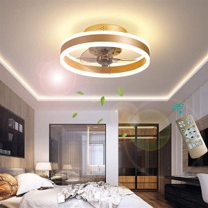 Stumm Deckenventilator mit Beleuchtung und Fernbedienung Modern LED 24W Deckenleuchten Dimmbar Leise Lüfterlicht zum Wohnzimmer Schlafzimmer Luxus Deckenlampe Super Windgeschwindigkeit Gold - BEVSTAWK