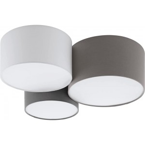EGLO Deckenlampe Pastore 3 flammige Textil Deckenleuchte Material: Stahl Stoff Farbe: Weiß anthrazit braun grau Fassung: E27 - BSMDLB76