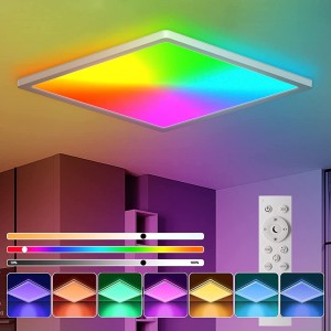 LED Deckenleuchte RGB Dimmbar mit Fernbedienung,BLNAN 24W Deckenlampe Panel mit Farbwechsel,3000K-6500K 2400lm Modern Quadrat Lampe für Wohnzimmer Schlafzimmer Kinderzimmer Badezimmer-Weiß,30x2.5cm - BUATN24A