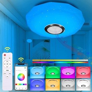 NEEMOSI LED Dimmbar Deckenleuchten mit Bluetooth Lautsprecher Deckenlampe Atmosphäre Licht 30W mit Fernbedienung oder APP-Steuerung,RGB Farbwechsel,Bewerben auf Schlafzimmer Kinderzimmer Wohnzimmer - BZSYSD4H