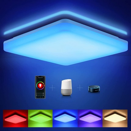 Oeegoo Alexa Smart LED Deckenleuchte 15W 1500LM Wifi LED Deckenlampe Dimmbar RGB Farbwechsel IP54 Lampe für Kinderzimmer Wohnzimmer Schlafzimmer Kompatibel mit Alexa Google Home 2700-6500K - BYOVCQVE