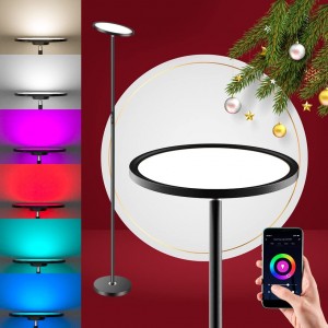 Anten LED Deckenfluter Smart Stehlampe 25W mit RGB Farbtemperaturen und Helligkeit Stufenlos Dimmbar Stehleuchte Kompatibel mit Alexa und Google Assistant für Wohnzimmer Schlafzimmer Büro… - BHGUUJAD