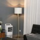 HOMCOM Stehlampe Stehleuchte für Schlafzimmer Wohnzimmer Büro Poly Baumwolle Metall Weiß Ø40 x 160H cm - BKDNOEQM