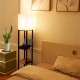 HOMEDEMO Stehlampe mit Regal aus Massivholz E27 LED Glühbirne stufenlos dimmbar und Farbtemperatur einstellbar Stehleuchte mit 2 USB-Ladeanschlüsse für Wohnzimmer Schlafzimmer - BYECVNDD
