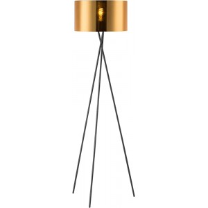 HSH Tripod Wohnzimmer Stehlampe mit Lampenschirm Moderne Stehleuchte in Scharz-gold | E27 Fassung stehlampe vintage 34 x 138 cm PVC-Lampenschirm in Gold | Stehlampen für Flur Wohnzimmer - BIFJINWH