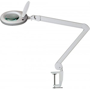 Lumeno LED Lupenleuchte Lupenlampe Arbeitsplatzlampe Kosmetiklampe für Kosmetik Praxis Bastler Lesehilfe Vergrößerungslampe Lupe in 3 5 oder 8 Dioptrien Grau 5 Dioptrien - BIDJSD8M