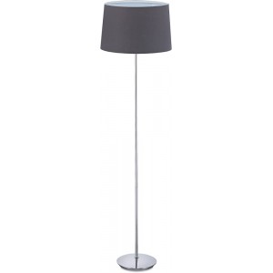 Relaxdays Stehlampe mit Stoffschirm verchromter Fuß E27 Fassung Ø 40 cm Wohnzimmer Stehleuchte 148,5 cm hoch grau - BUVMN79H