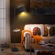 SBARTAR Stehlampe LED stufenlos dimmbar stufenlos Farbtemperatur ändern mit Regal Schwarz-Gold Drehbarer Lampenschirm E27 Stehleuchte mit Glühbirne Fernbedienung für Wohnzimmer Schlafzimmer - BPKBHJBM