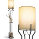 Stehlampe Wohnzimmer Led Stehlampe mit Regale 1.6M vintage Standleuchte Metallregal Lampenschirm Stoff exkl. 1 x E27 - BKPFK3QN