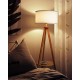 Tomons Stehlampe Stativ aus Holz Stehleuchte mit Ablage und E27 8W Glühbirne Weißer Lampenschirm aus Stoff Skandinavischer Stil für Wohnzimmer Schlafzimmer - BQOZVK3N