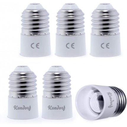 Kundorf 6 Stück E27 auf E14 Adapter E27 zu E14 Lampensockel Lampenfassung Adapter Konverter E27 auf E14 Fassung für LED Halogen Energiespar Lampen weiß - BZRPFW89