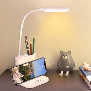 HDCOOL Schreibtischlampe LED Dimmbar 2 Farbmod und Schreibtischlampe Touch Control-Taste Schwanenhals Lampe mit USB-Ladeanschluss Energiesparende Tragbare zum Lesen im Bürowohnheimweiß - BKPVA9JQ