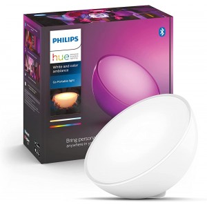 Philips Hue White & Col. Amb. LED Tischleuchte Go dimmbar 16 Mio. Farben steuerbar via App kompatibel mit  Alexa Echo Echo Dot Weiß 1er Pack - BWXNKNAE