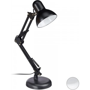 Relaxdays Retro Schreibtischlampe Gelenk-Arm schwenkbar Büro Leselampe Metall E27 HxBxT: 50 x 27 x 15 cm schwarz - BMVZXV7M